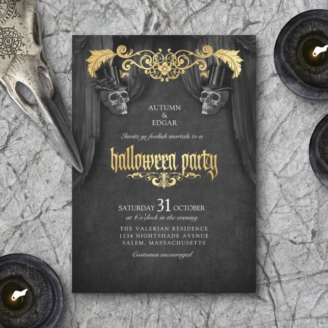 Invitación Halloween Fiesta adulto Vintage Skull (Subido por el creador)