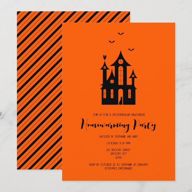 Invitación Halloween Fiesta calentador de casas obsesionada c (Anverso / Reverso)