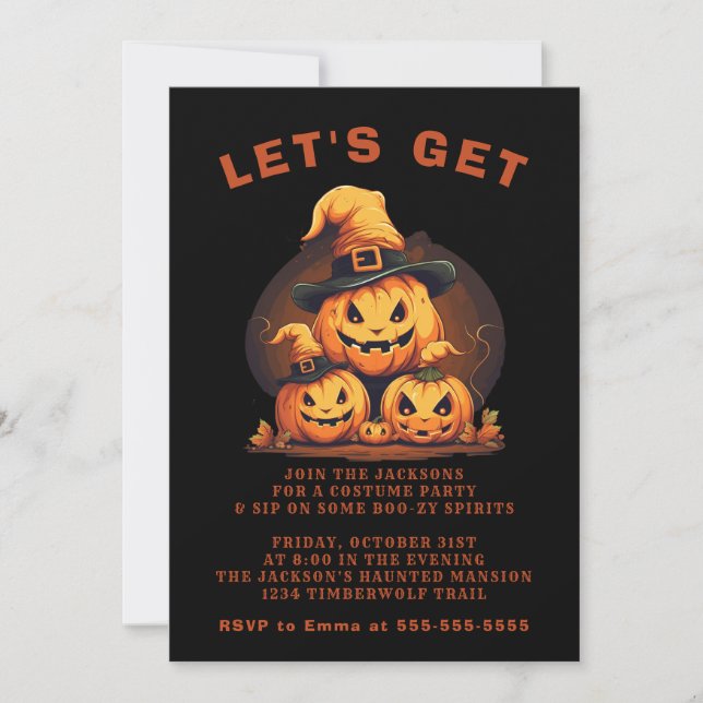 Invitación Halloween, Fiesta de calabaza familiar anual (Anverso)