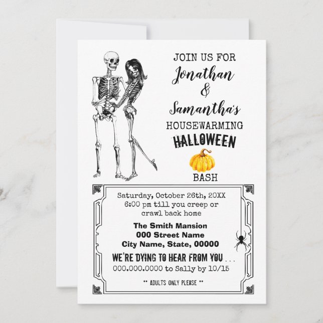 Invitación Halloween fiesta de calentamiento de la casa gótic (Anverso)