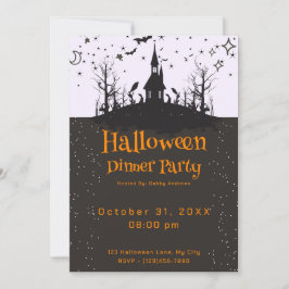 Invitación Halloween Fiesta de cena de Haunty Bats Stars