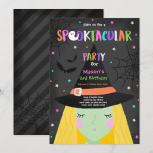 Invitación Halloween fiesta de cumpleaños de bruja pura Spook