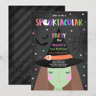 Invitación Halloween fiesta de cumpleaños de bruja pura Spook