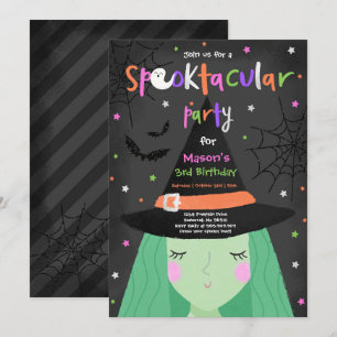 Invitación Halloween fiesta de cumpleaños de bruja pura Spook