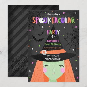 Invitación Halloween fiesta de cumpleaños de bruja pura Spook