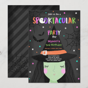 Invitación Halloween fiesta de cumpleaños de bruja pura Spook