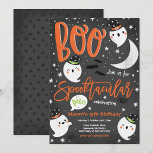 Invitación Halloween fiesta de cumpleaños fantasma lindo Spoo