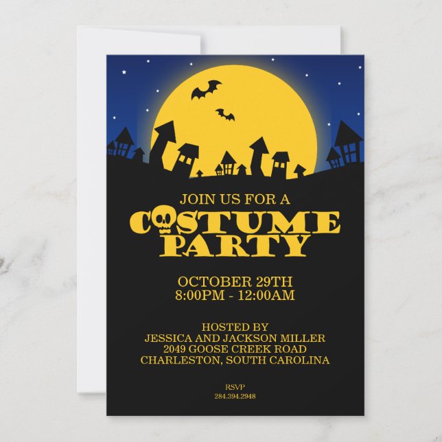 Invitación Halloween, Fiesta de disfraces de casa embrujada (Anverso)