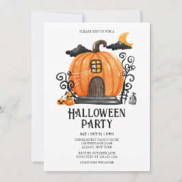 Invitación Halloween, fiesta de la casa de calabaza