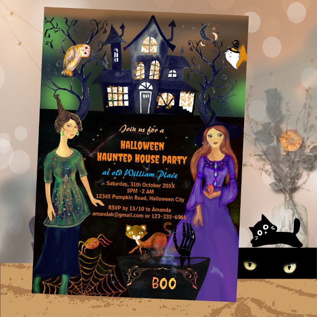 INVITACIÓN HALLOWEEN FIESTA DE LA CASA PELIGROSA (HALLOWEEN HAUNTED HOUSE PARTY INVITATION)