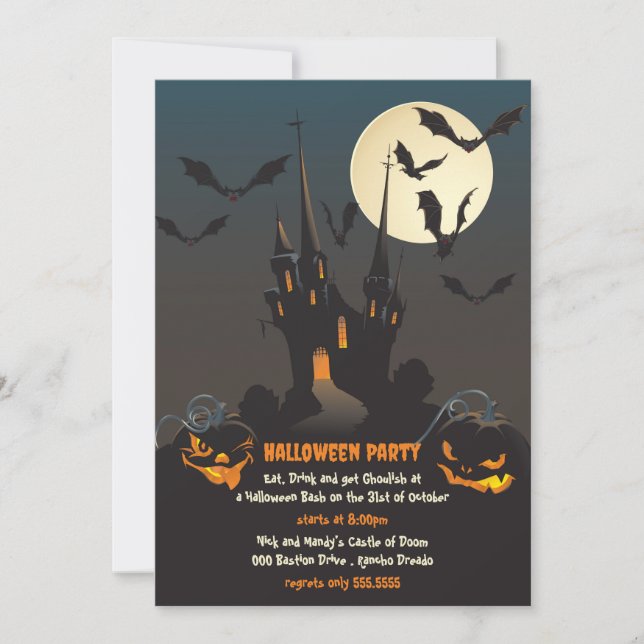 Invitación Halloween Fiesta de la Mansión de Brujas (Anverso)