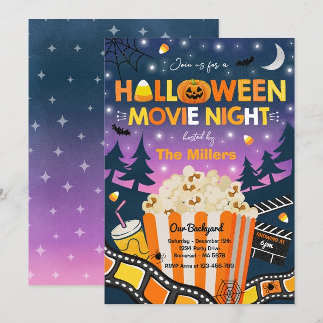 Invitación Halloween Fiesta de la noche de la película Hallow (Anverso / Reverso)