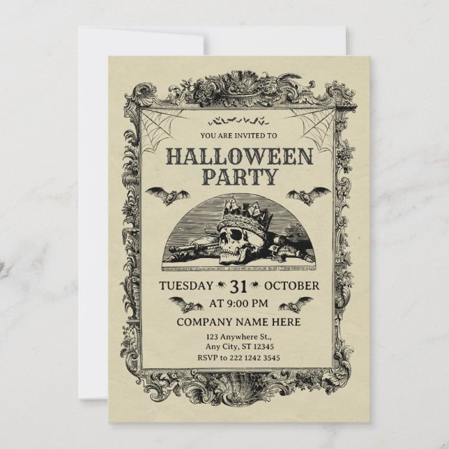 Invitación Halloween, Fiesta de la oficina de cosecha negra y (Anverso)