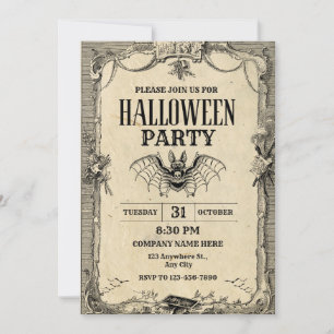 Invitación Halloween, Fiesta de la oficina de cosmética negra