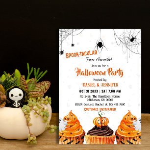 Invitación Halloween, fiesta de los quequitos adorables y ado