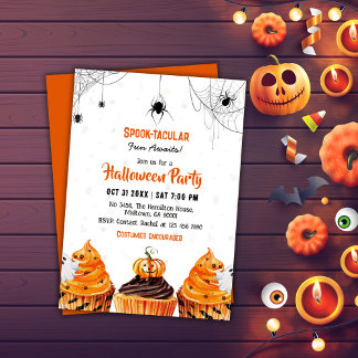 Invitación Halloween, fiesta de los quequitos adorables y ado