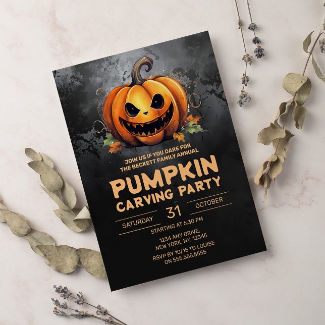 Invitación Halloween, Fiesta de tallado de calabaza familiar  (Subido por el creador)