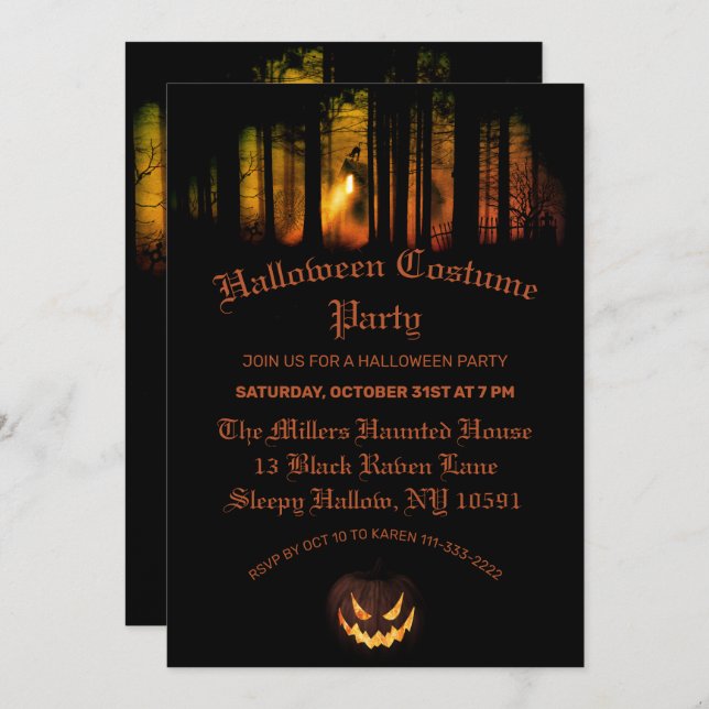 Invitación Halloween Fiesta del bosque (Anverso / Reverso)
