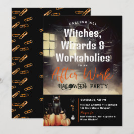 Invitación Halloween Fiesta después del trabajo Negro calabaz