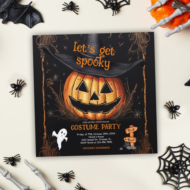 Invitación Halloween, Fiesta disfrazado (Costume Spooky Party Halloween Invitation)
