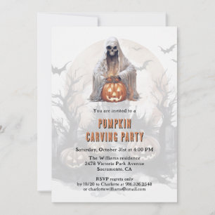 Invitación Halloween, Fiesta esculpido calabaza