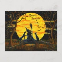 Halloween,fiesta,invitación,bruja,negro,gatos