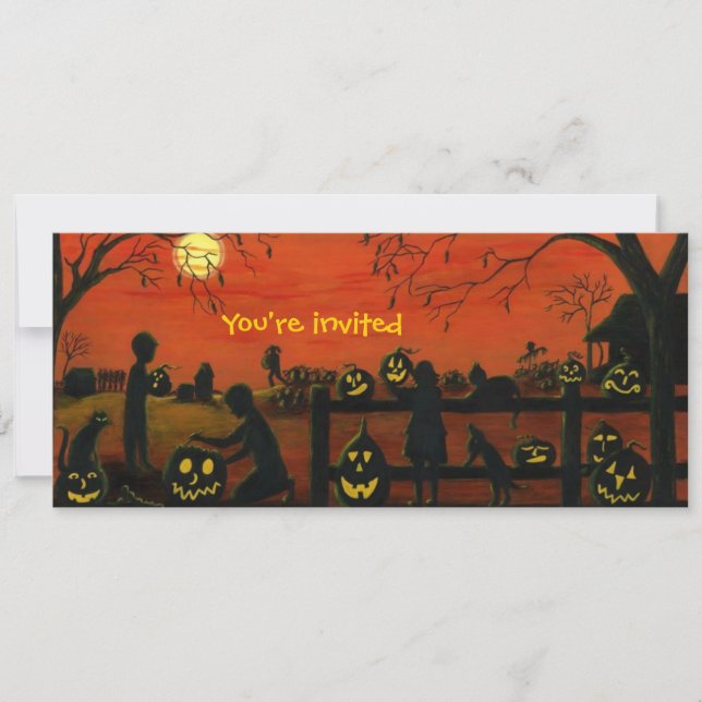 Invitación Halloween.fiesta,invitaciones,calabaza,parche (Anverso)