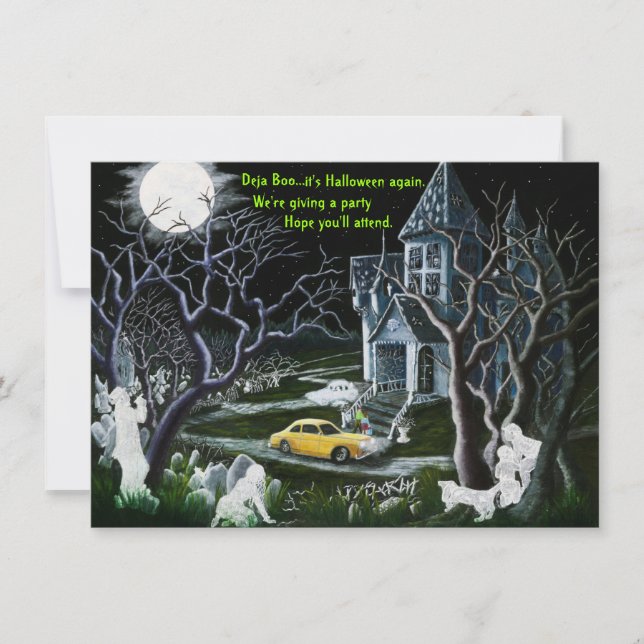 Invitación Halloween, fiesta, invitaciones, fantasmas, (Anverso)
