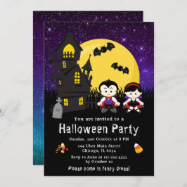 Invitación Halloween Fiesta Vampiro violeta
