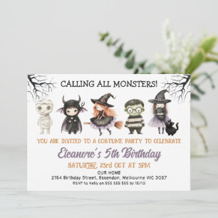 Invitación Halloween Fiestas de disfraces negros