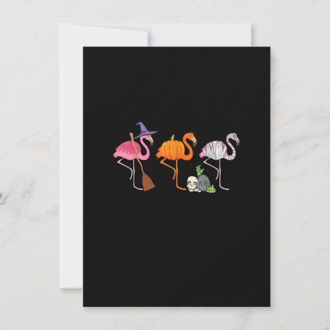 Invitación Halloween Flamingo Witch Mummy Funny Flamingoween (Anverso)