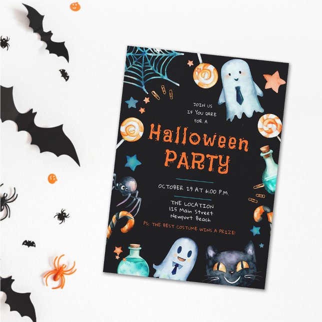 Invitación Halloween Frame Business Corporate Office Fiesta (halloween office party invitation fun funny frame whimsical playful corporate business black orange)