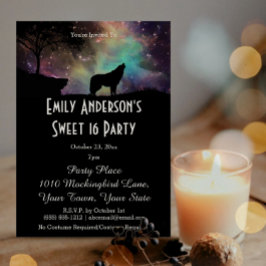 Invitación Halloween Galaxy Wolf Costume dulce 16 cumpleaños
