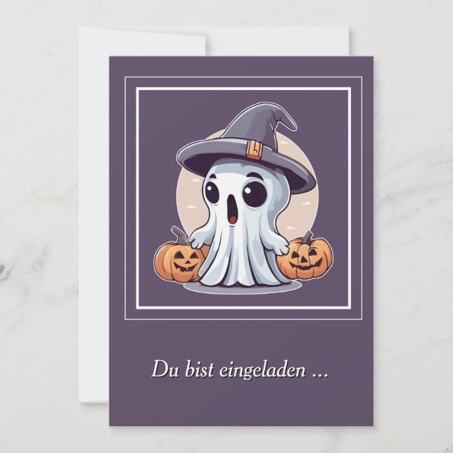 Invitación Halloween: Geist mit Kürbissen - (Anverso)