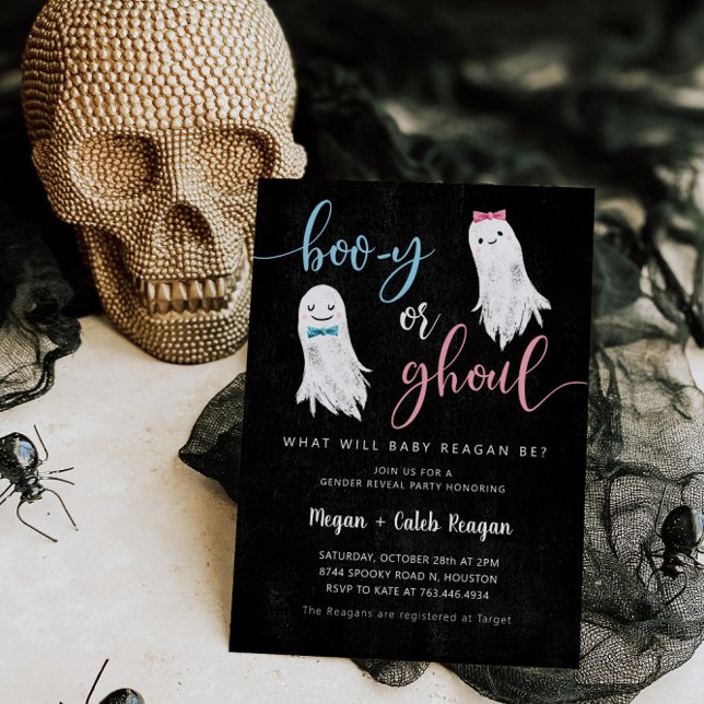 Invitación Halloween Gender Reveal Invitation | Booy or Ghoul (Subido por el creador)