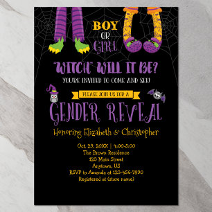 Invitación Halloween Género revela Baby Shower