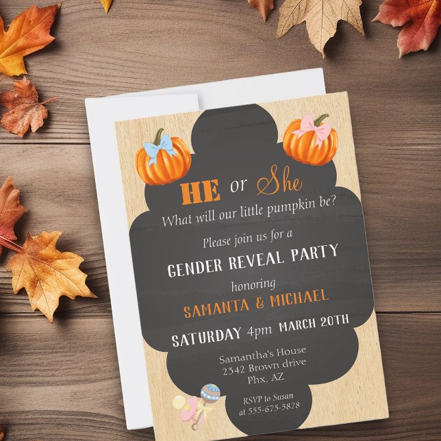 Invitación Halloween Género revelan Fiesta Calabaza Día de Ac (Subido por el creador)
