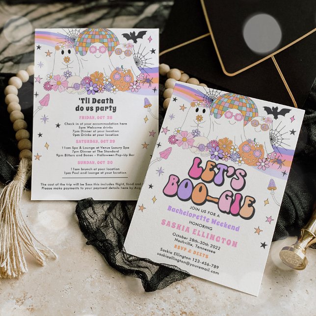 Invitación Halloween Ghost Disco Bachelorette Let's BOO-gie (Subido por el creador)