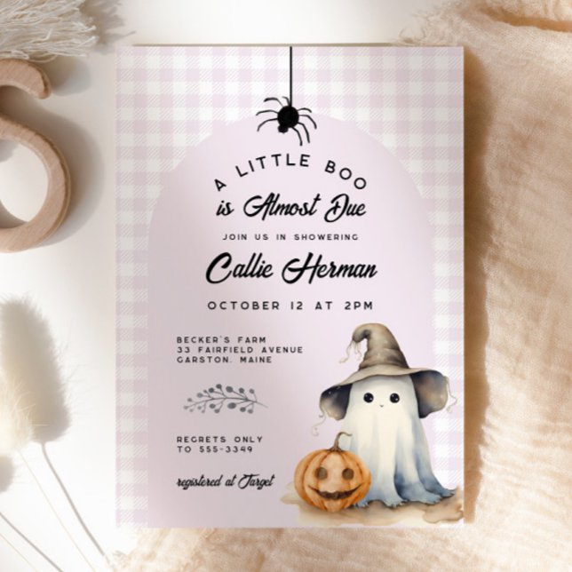 Invitación Halloween Ghost Gingham Little Boo Baby Shower (Subido por el creador)