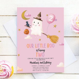 Invitación Halloween Ghost Little Boo Spooktacular Cumpleaños