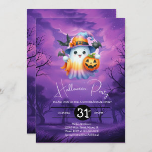 Invitación Halloween Ghost Neon Birday Party