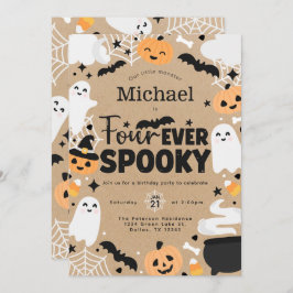 Invitación Halloween Ghost Pumpkin 4th Birthday Party