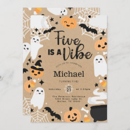 Invitación Halloween Ghost Pumpkin 5th Birthday Party