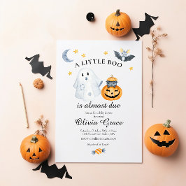 Invitación Halloween Ghost Pumpkin Pequeño Boo Baby Shower In