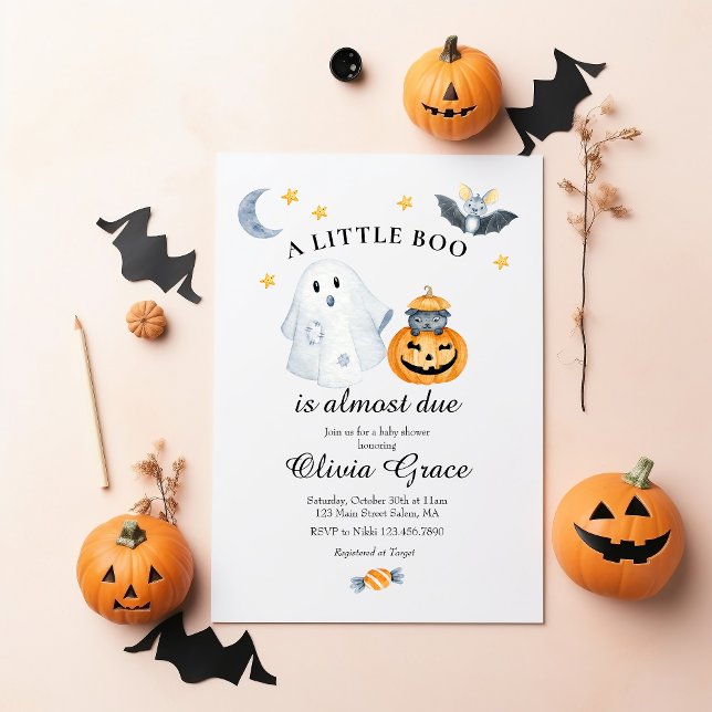 Invitación Halloween Ghost Pumpkin Pequeño Boo Baby Shower In (Subido por el creador)