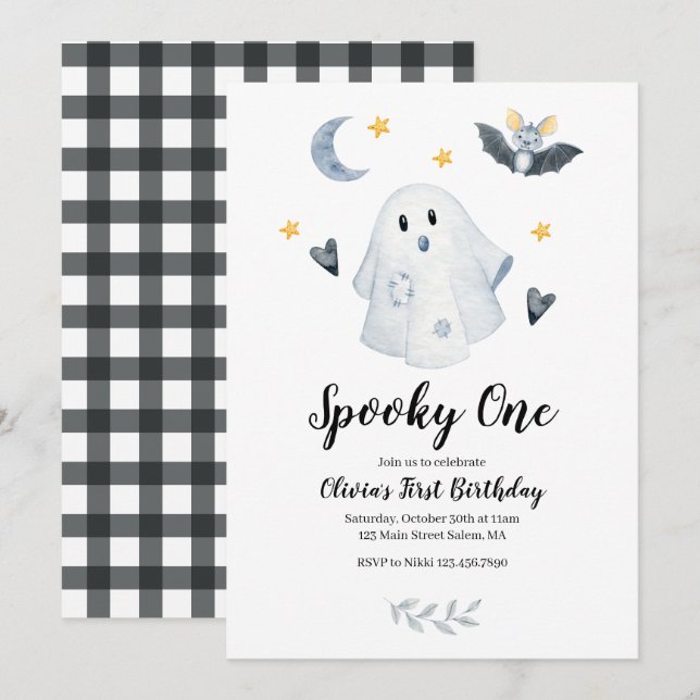 Invitación Halloween Ghost Spooky One First Birthday Invitati (Anverso / Reverso)