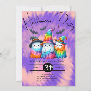 Invitación Halloween Ghost Trio Fiesta Tie Dye Hand