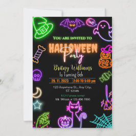 Invitación Halloween Glow Dark Neon