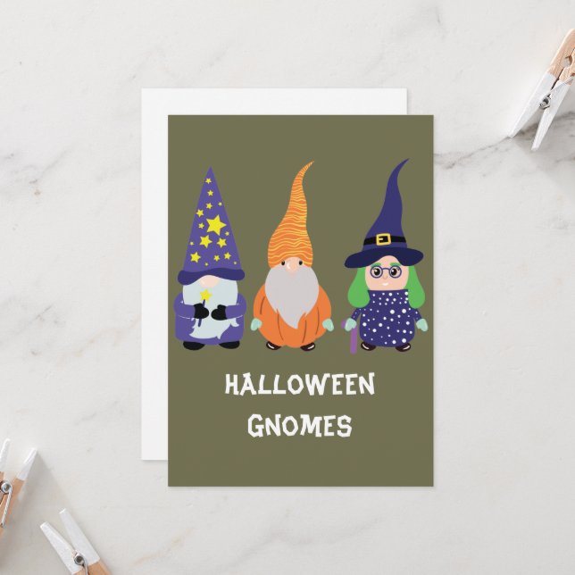 Invitación Halloween Gnomes de bruja de las calabazas del asi (Anverso/Reverso In Situ)