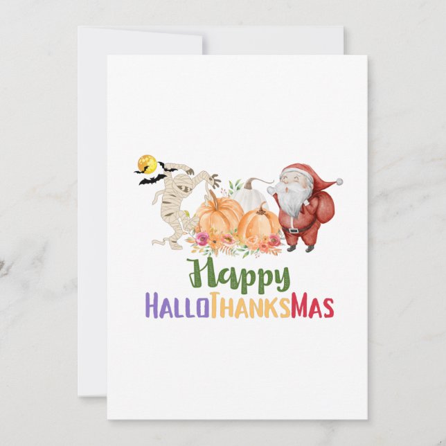 Invitación Halloween Gnomes Happy HalloGraciasMas Acción de G (Anverso)